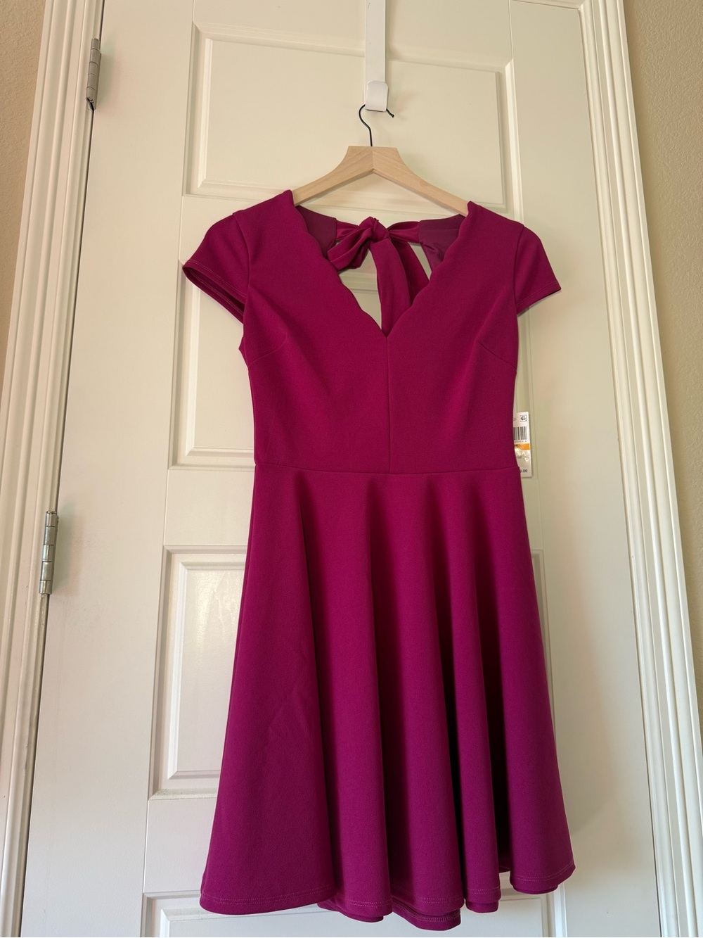 NWT Pink Fit & Flare Dress Size 7/8 Berry Tie Back Skater Dress